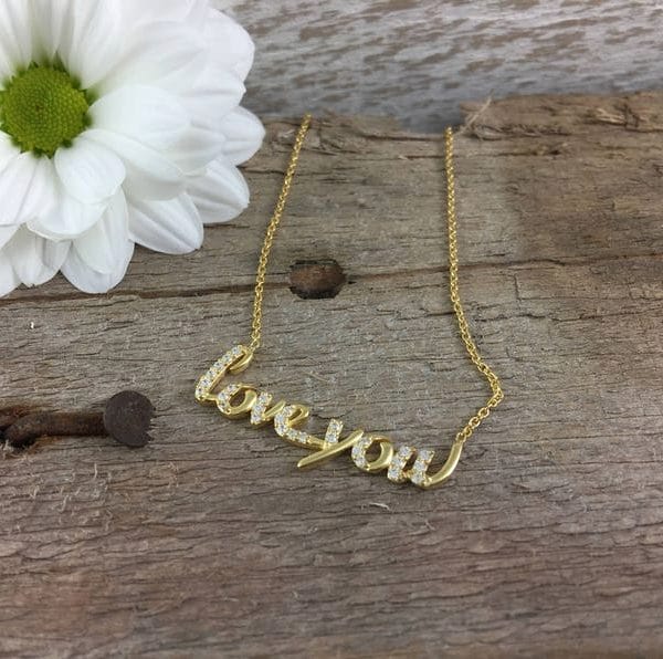 i love you necklace, silver necklace, made in wales, etsy handmade,